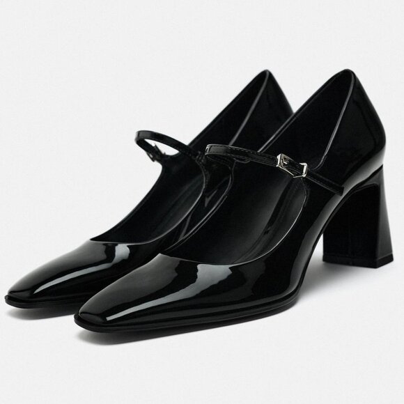 BLOGGER'S FAVE! Zara Ballet Mary Janes Pump Black NWT - Picture 3 of 6